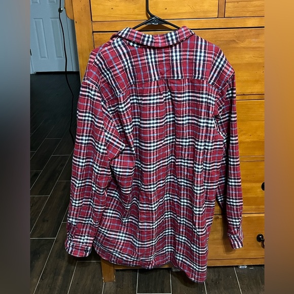 Ll Bean Mens Chamois Red Plaid Flannel Shirt Size XL Big and Tall - Picture 2 of 3